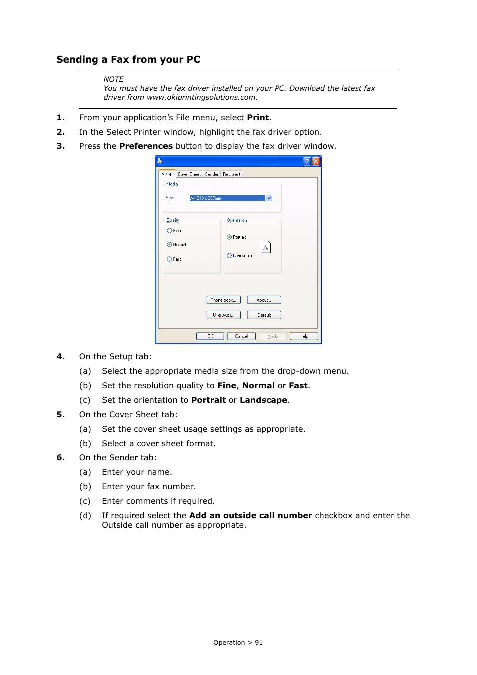 Sending a fax from your pc | Oki PRINTING SOLUTIONS MULTIFUNCTION PRINTER CX2633 User Manual | Page 91 / 180