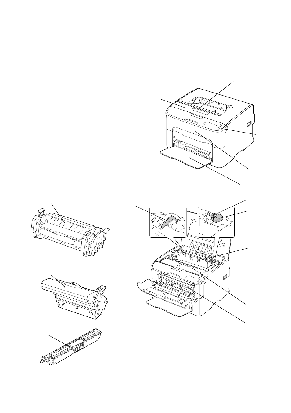 Printer parts, Front view | Oki C 110 User Manual | Page 9 / 110