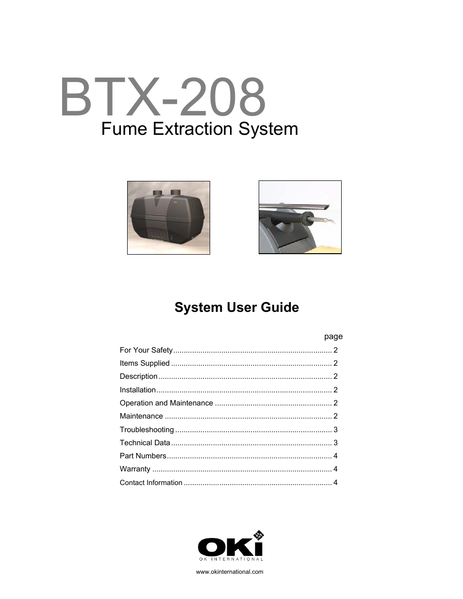 Oki BTX-208 User Manual | 4 pages