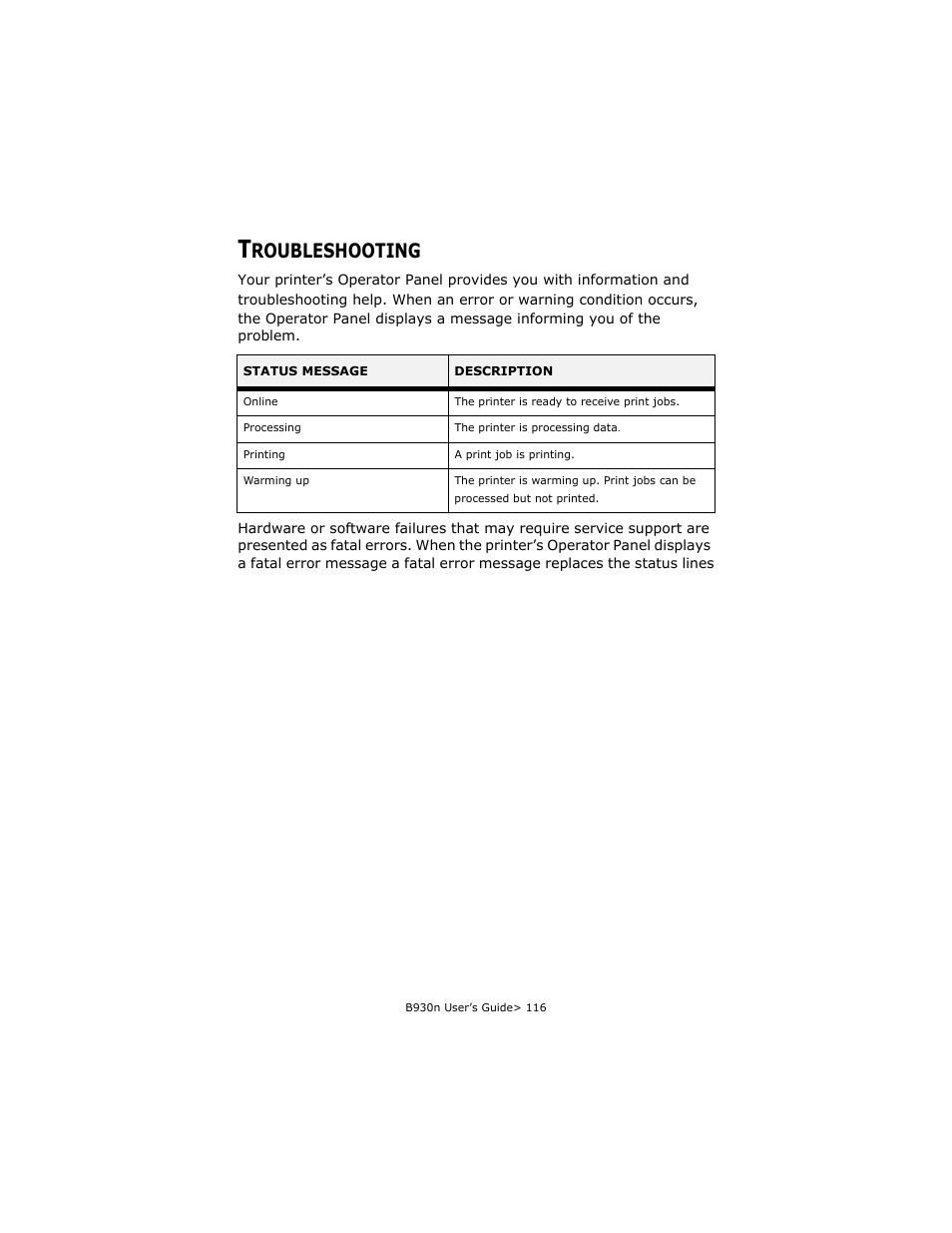 Troubleshooting, Roubleshooting | Oki B930d User Manual | Page 112 / 211