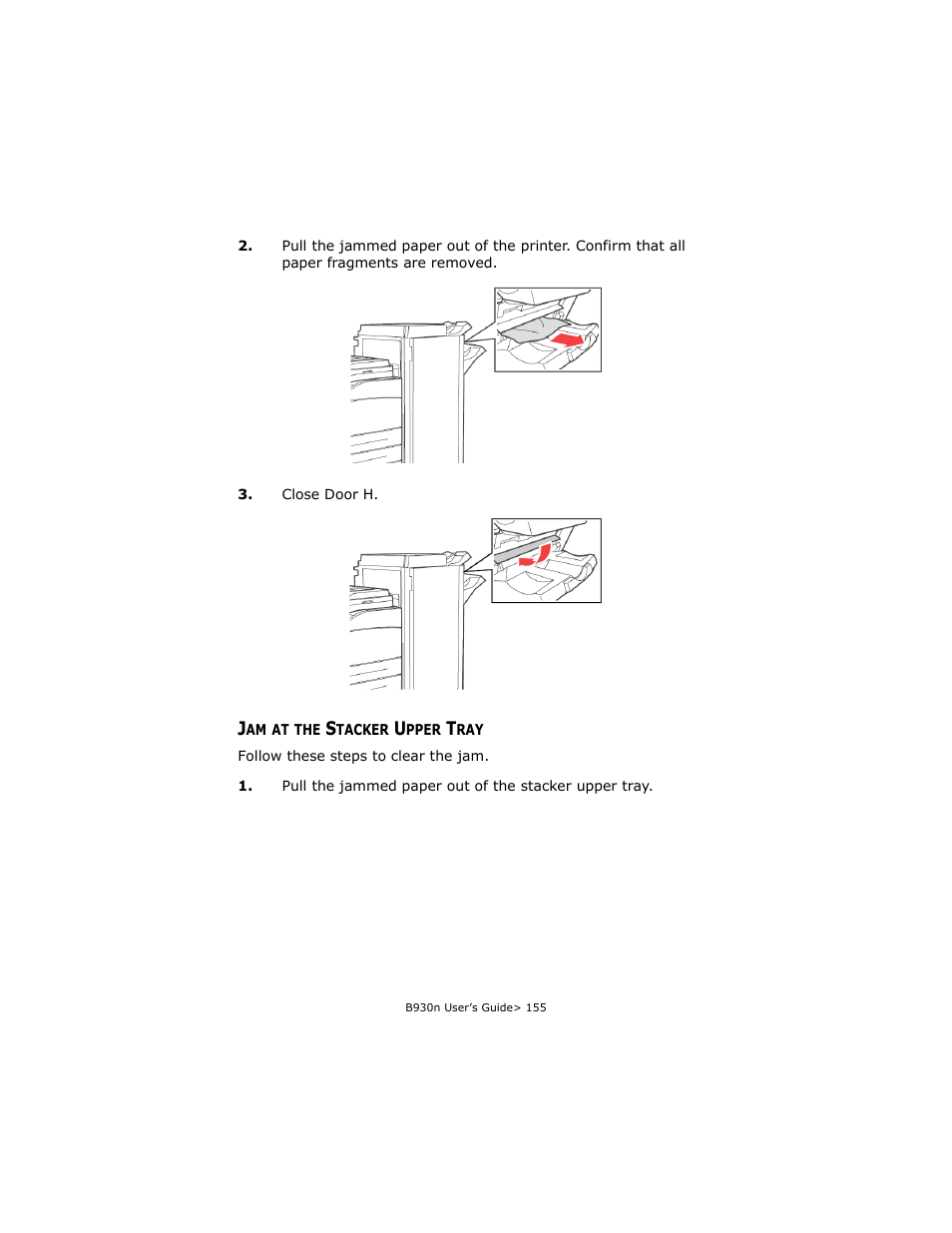 Jam at the stacker upper tray | Oki B930d User Manual | Page 161 / 211