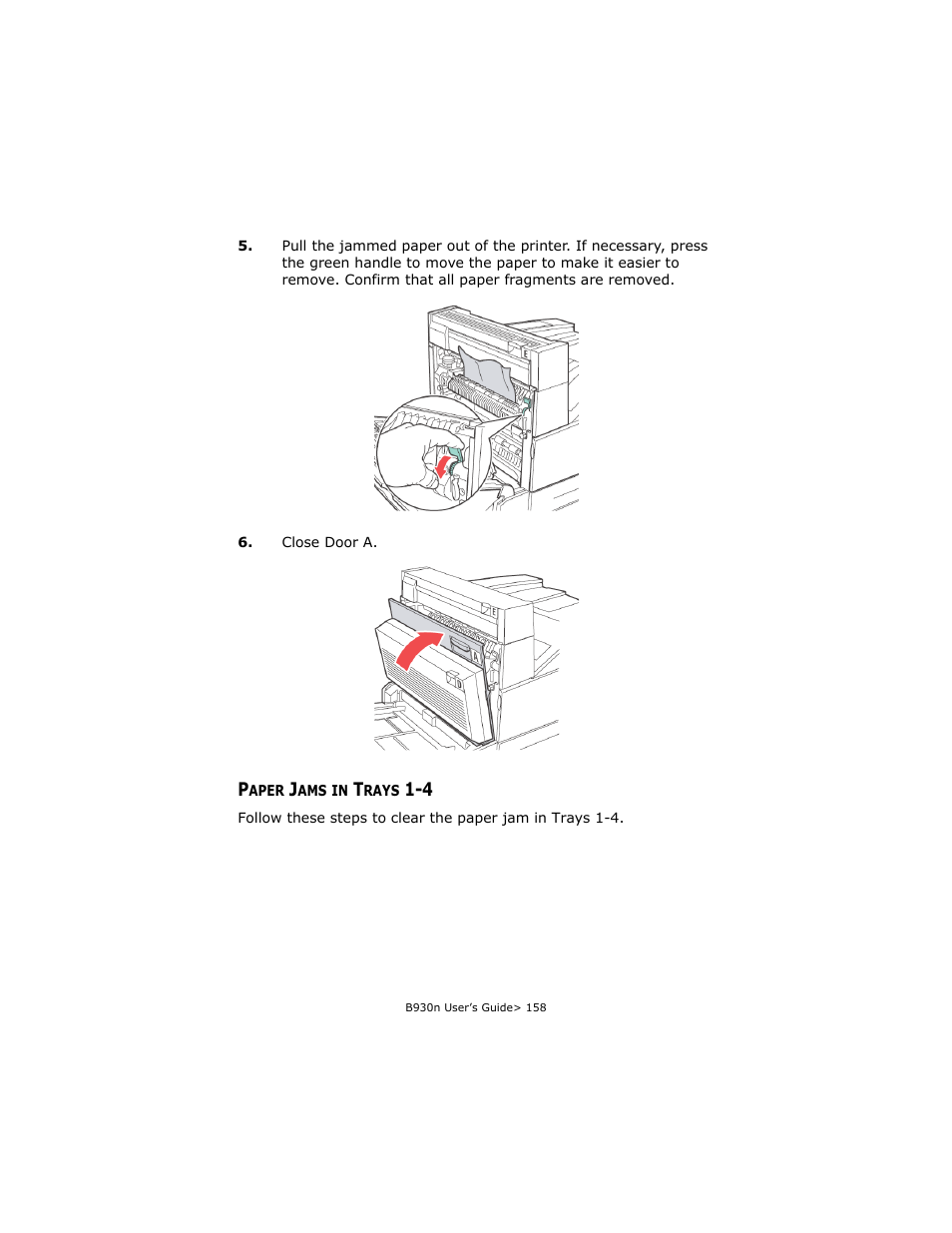 Paper jams in trays 1-4 | Oki B930d User Manual | Page 164 / 211