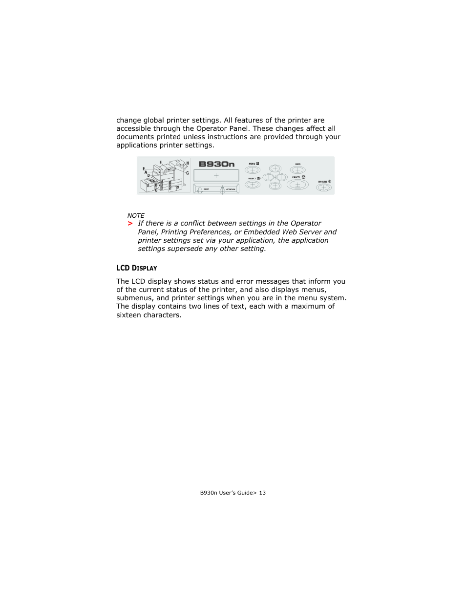 Lcd display | Oki B930d User Manual | Page 19 / 211