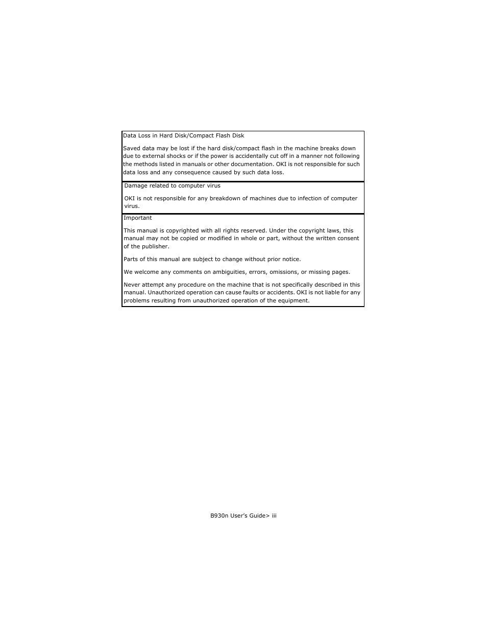 Oki B930d User Manual | Page 3 / 211
