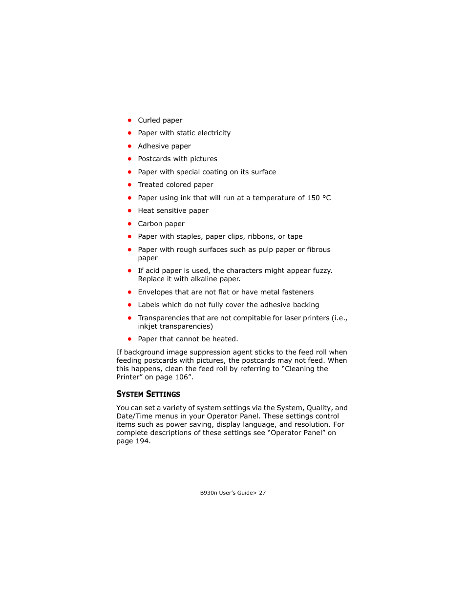 System settings | Oki B930d User Manual | Page 33 / 211