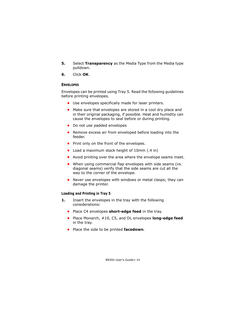 Envelopes | Oki B930d User Manual | Page 47 / 211