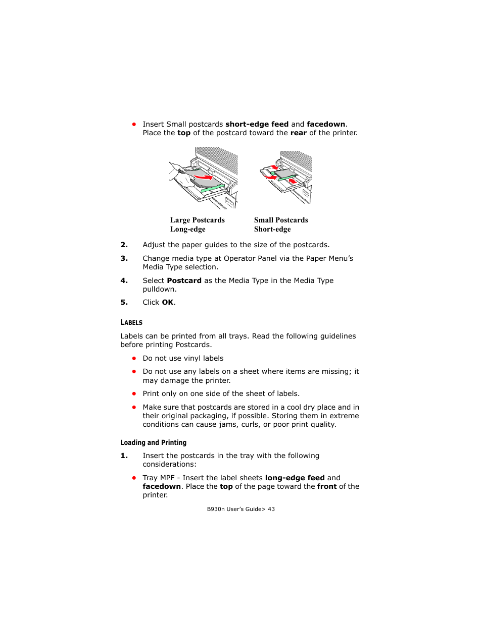 Labels | Oki B930d User Manual | Page 49 / 211