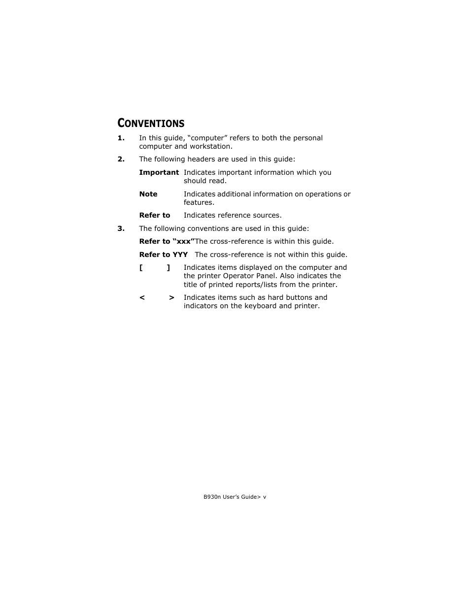 Onventions | Oki B930d User Manual | Page 5 / 211