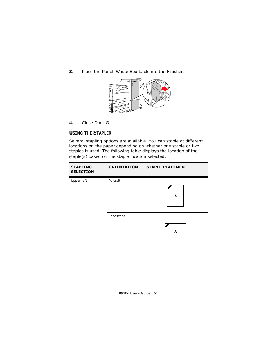 Using the stapler | Oki B930d User Manual | Page 57 / 211