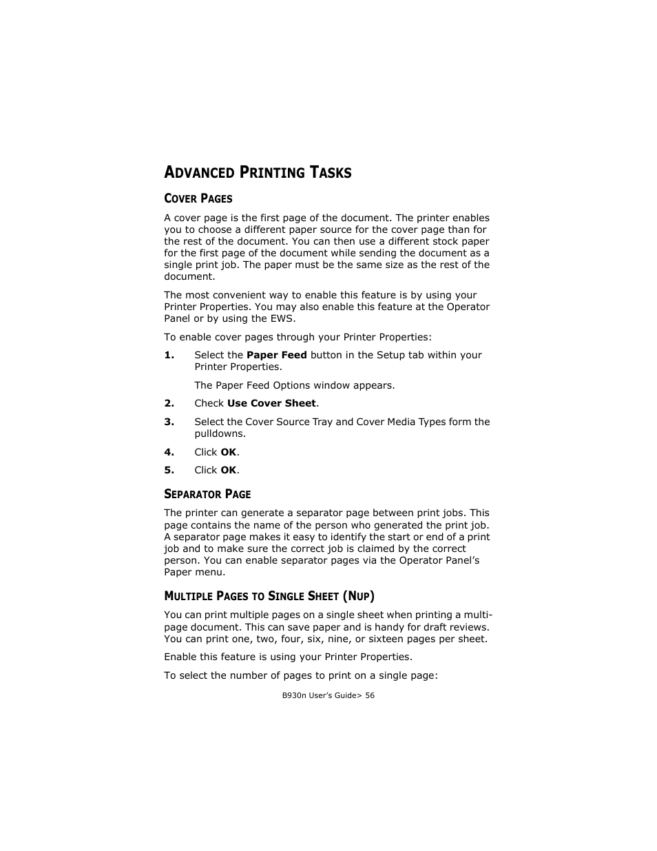 Advanced printing tasks | Oki B930d User Manual | Page 62 / 211