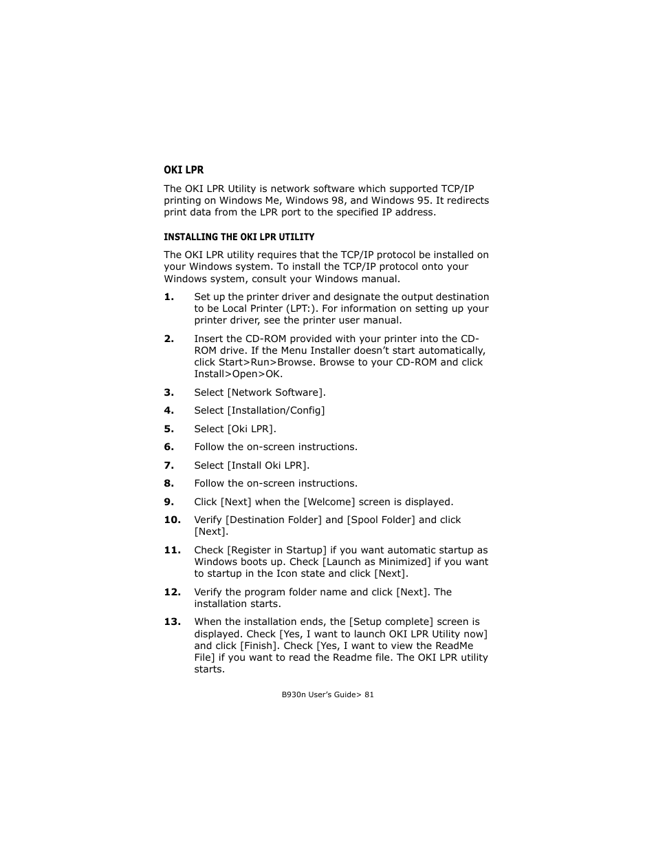 Oki lpr | Oki B930d User Manual | Page 87 / 211