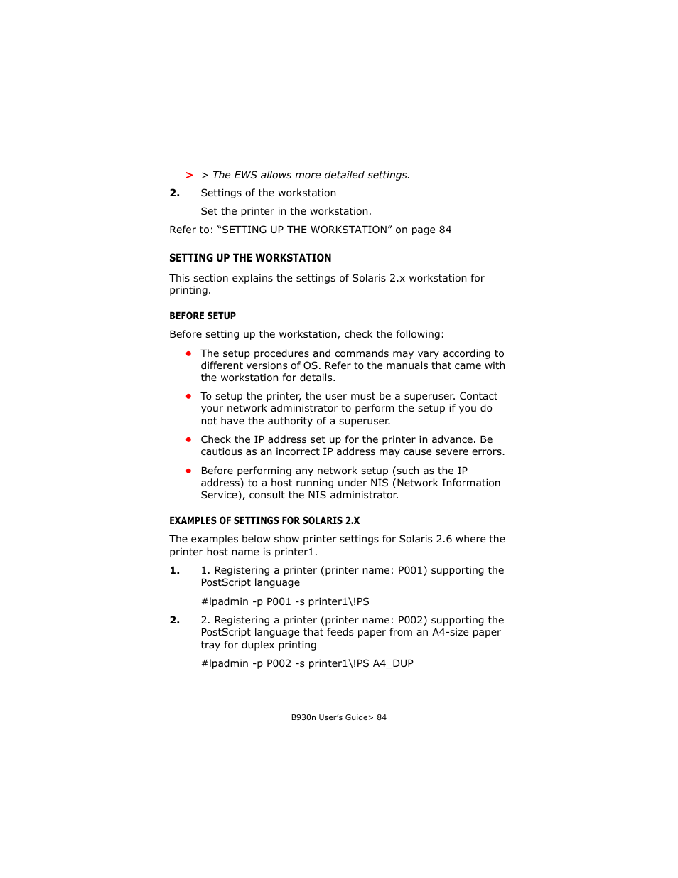 Setting up the workstation | Oki B930d User Manual | Page 90 / 211