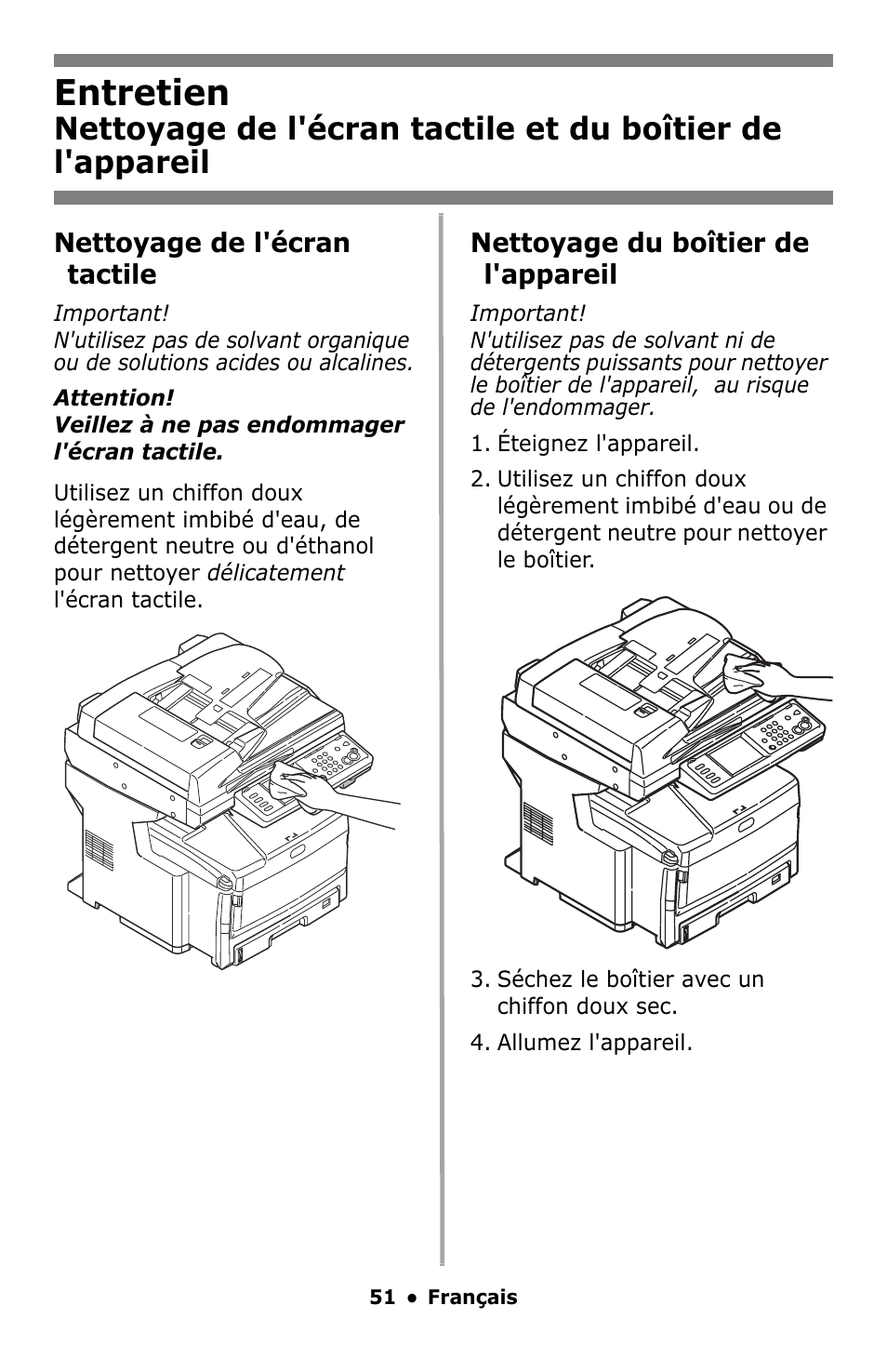 Entretien | Oki MC860 MFP User Manual | Page 51 / 103