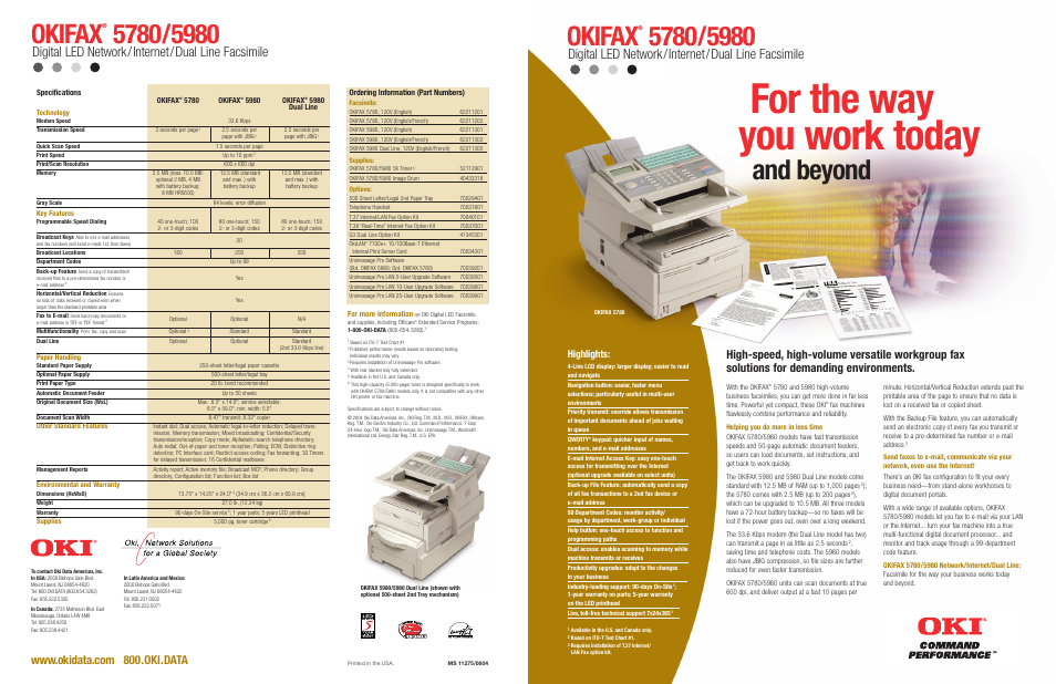 Oki 5980 User Manual | 2 pages