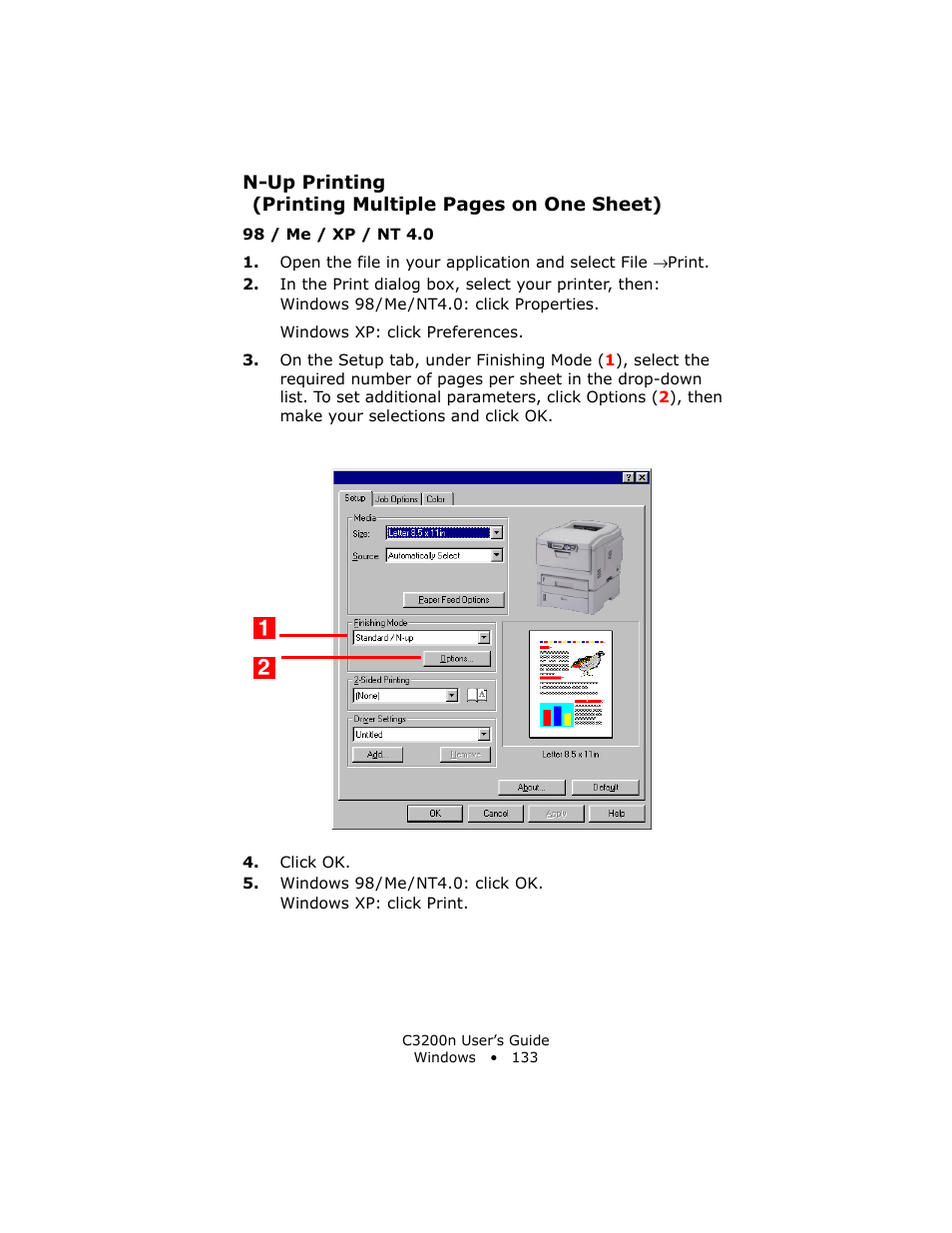 98 / me / xp / nt 4.0 | Oki C 3200n User Manual | Page 133 / 168