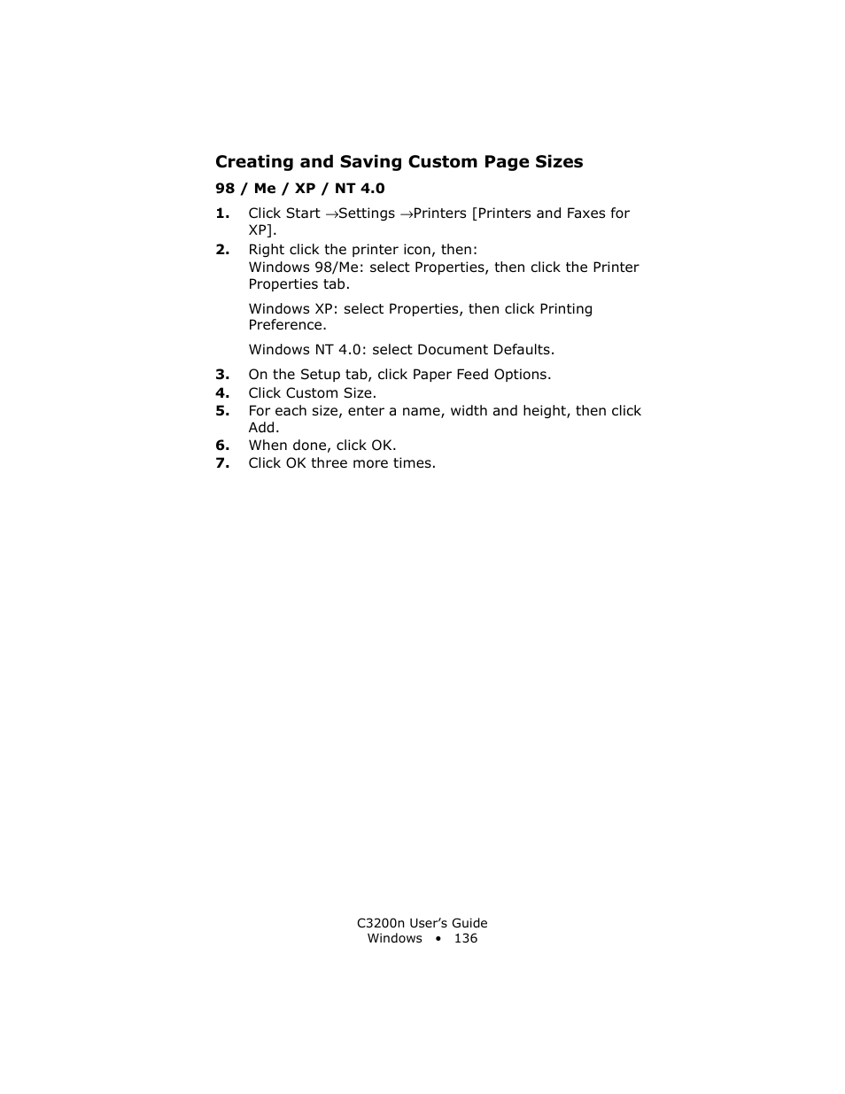 98 / me / xp / nt 4.0 | Oki C 3200n User Manual | Page 136 / 168