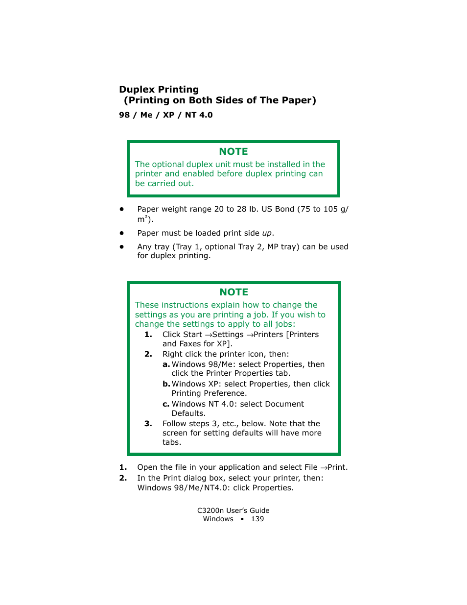 98 / me / xp / nt 4.0 | Oki C 3200n User Manual | Page 139 / 168