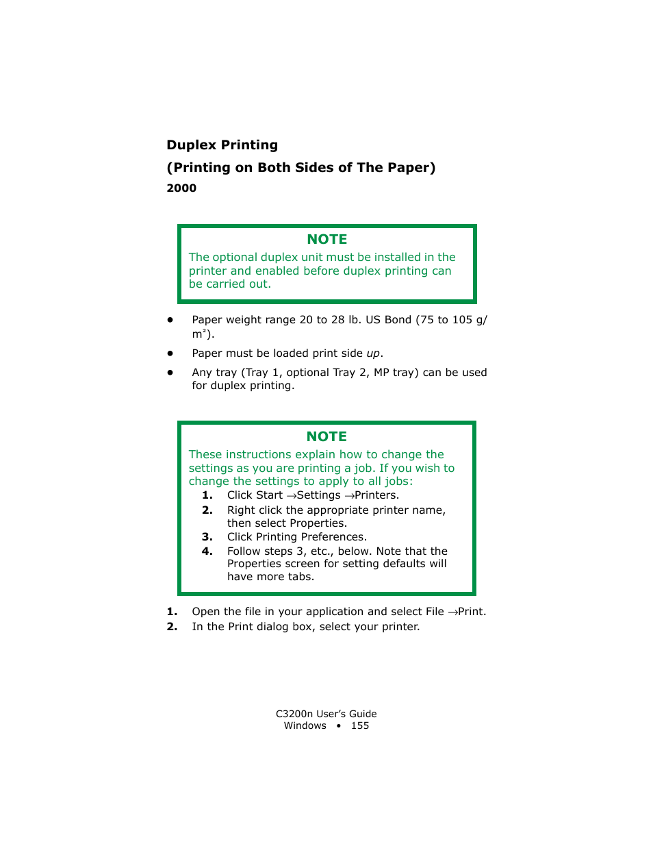 Duplex printing, Printing on both sides of the paper) | Oki C 3200n User Manual | Page 155 / 168