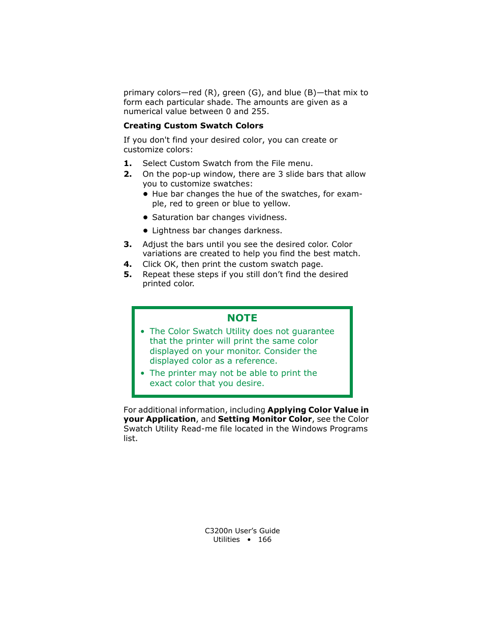 Creating custom swatch colors | Oki C 3200n User Manual | Page 166 / 168