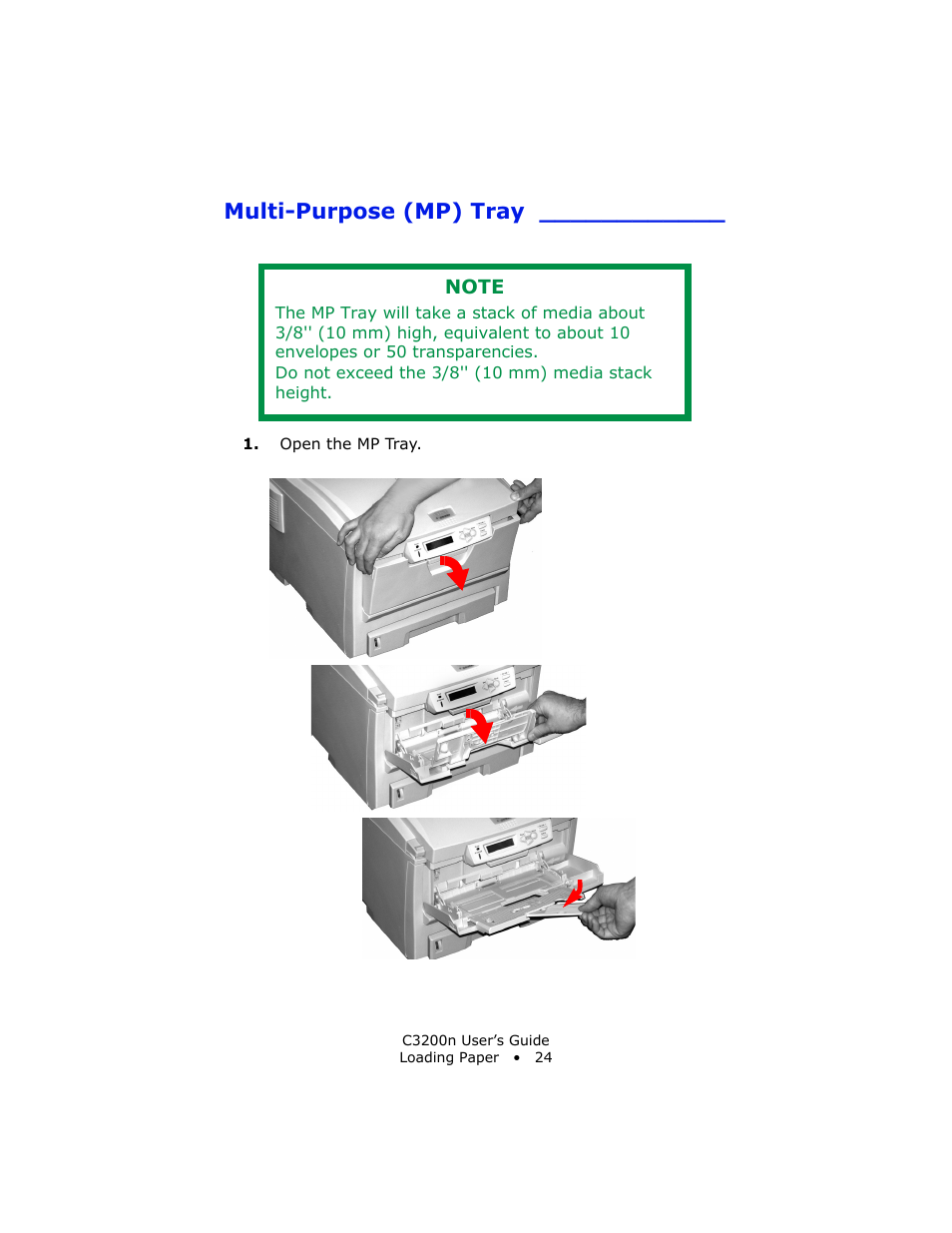 Multi-purpose (mp) tray | Oki C 3200n User Manual | Page 24 / 168