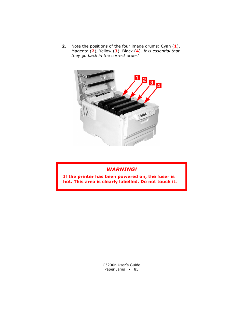 Warning | Oki C 3200n User Manual | Page 85 / 168