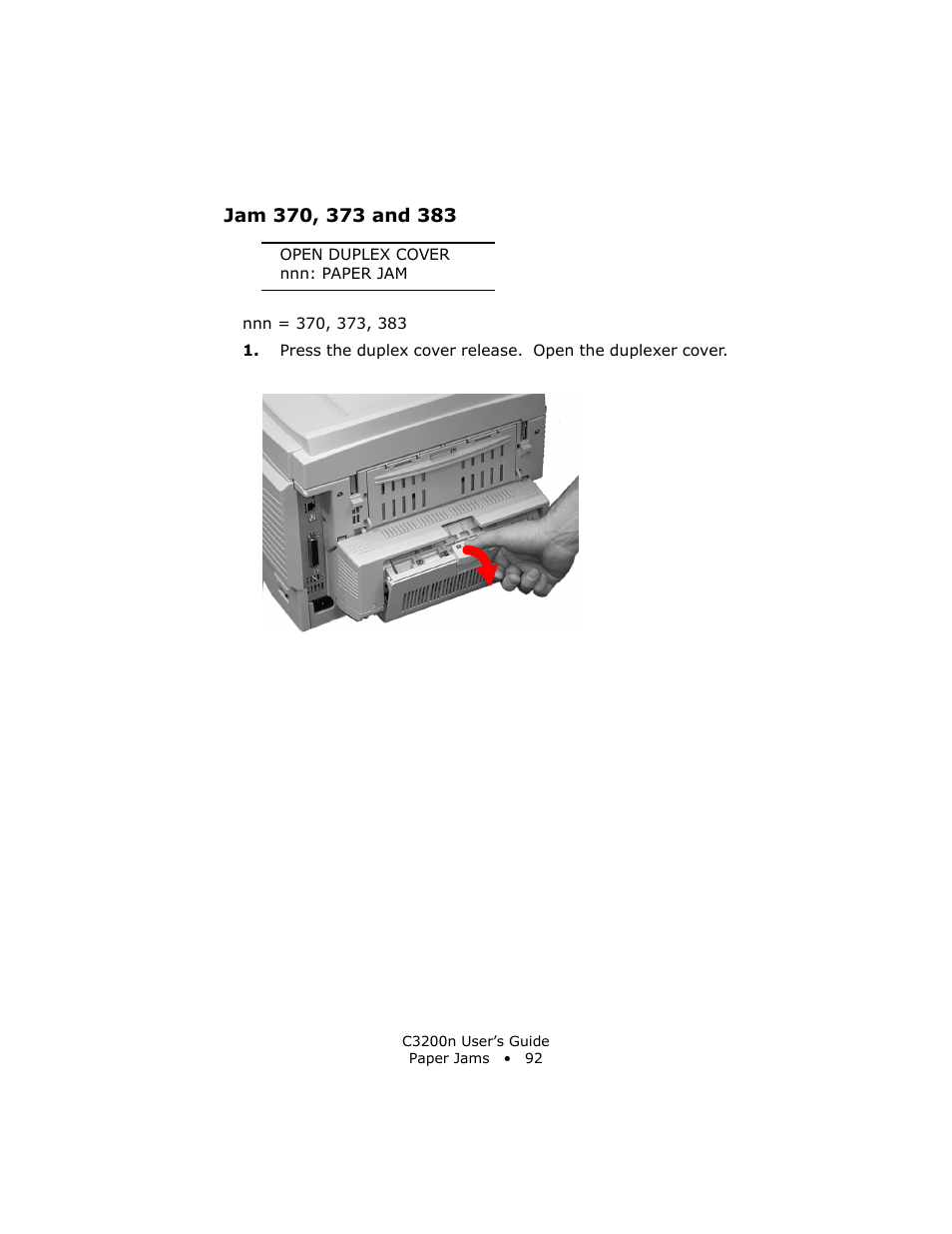 Jam 370, 373 and 383 | Oki C 3200n User Manual | Page 92 / 168