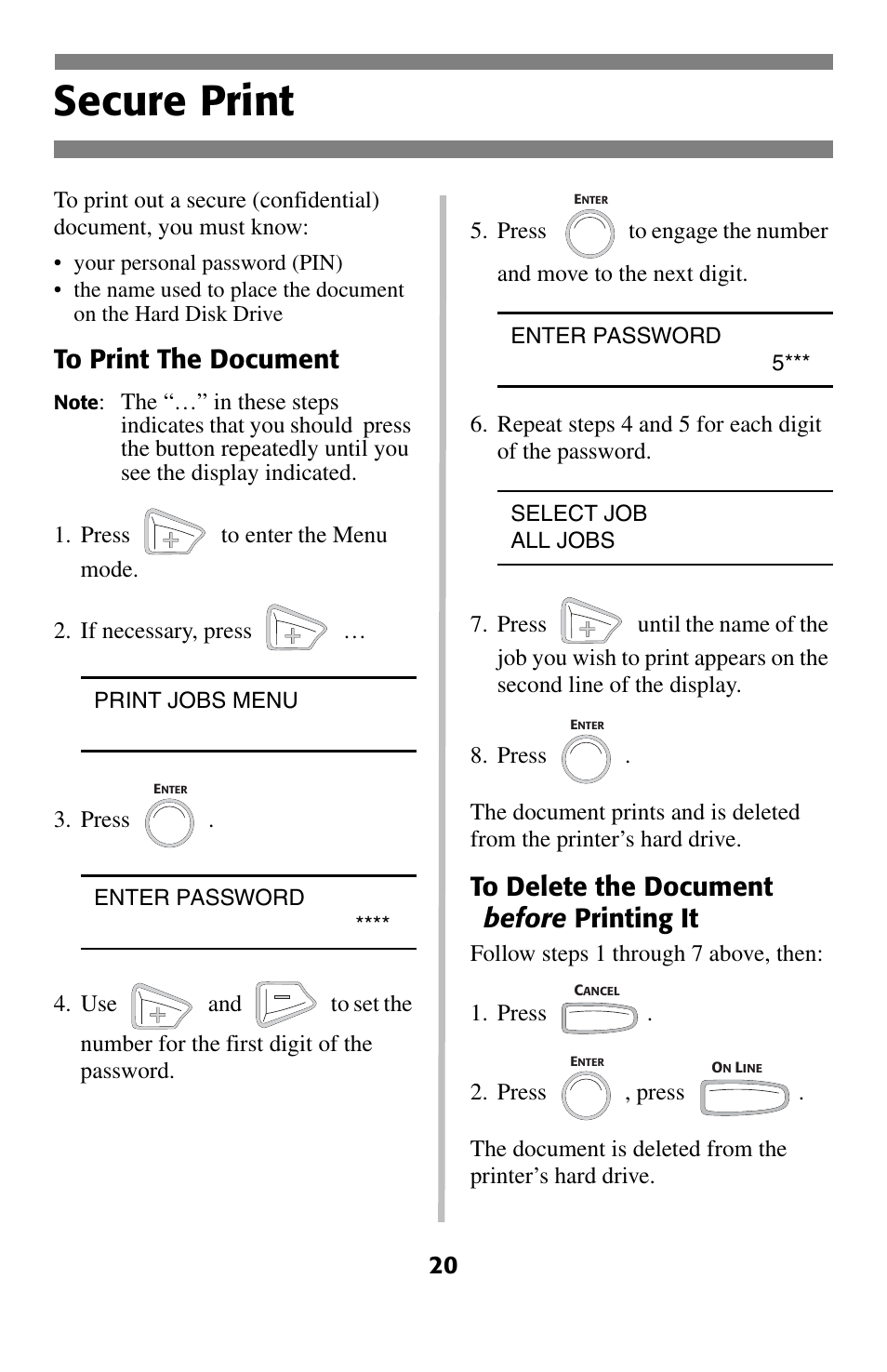 Secure print | Oki C 5400 User Manual | Page 21 / 47