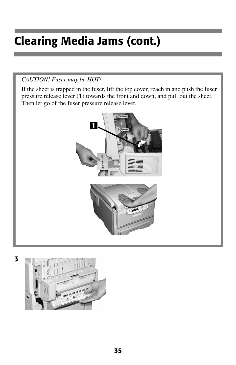 Clearing media jams (cont.) | Oki C 5400 User Manual | Page 36 / 47