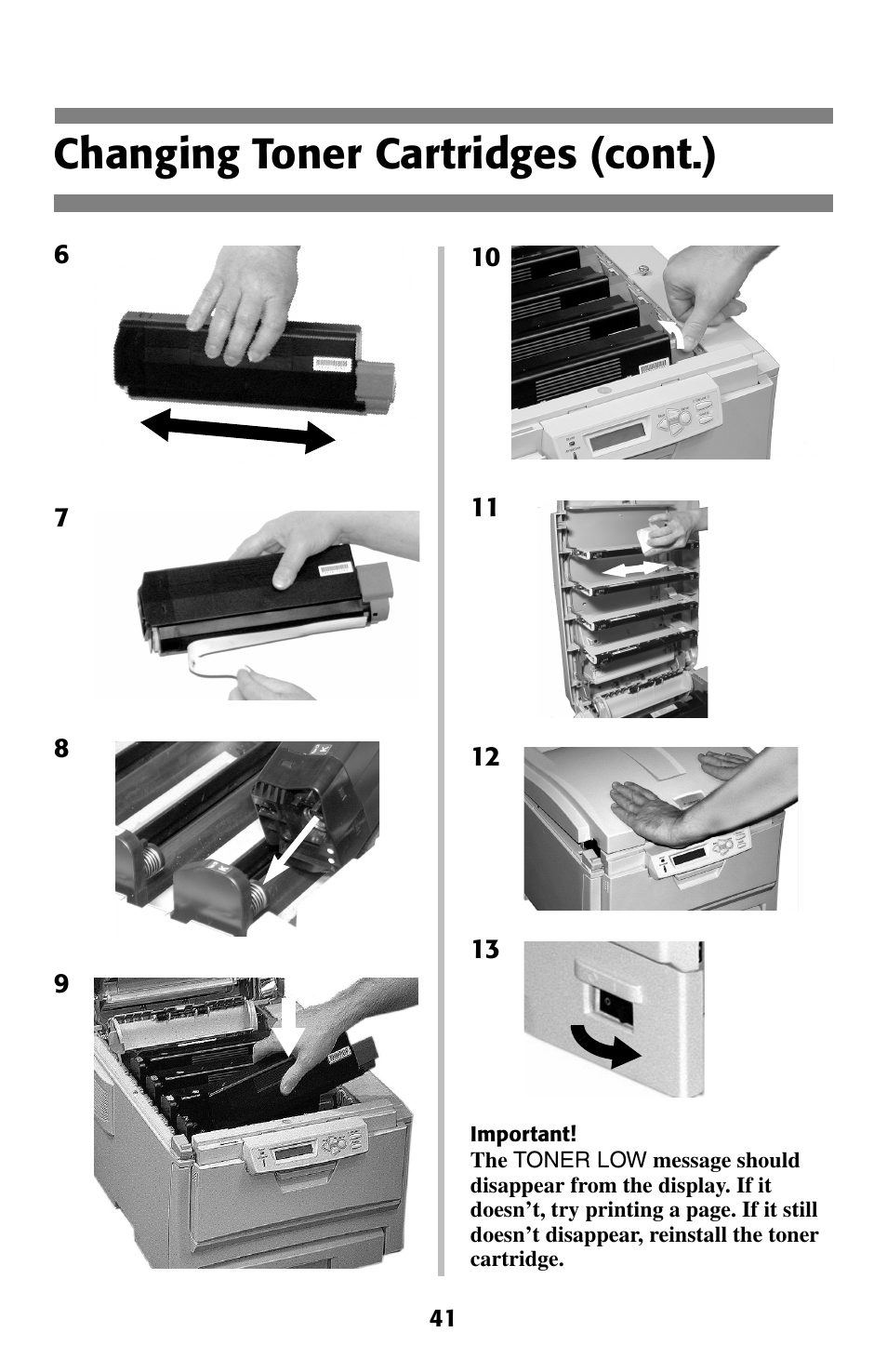 Changing toner cartridges (cont.) | Oki C 5400 User Manual | Page 42 / 47