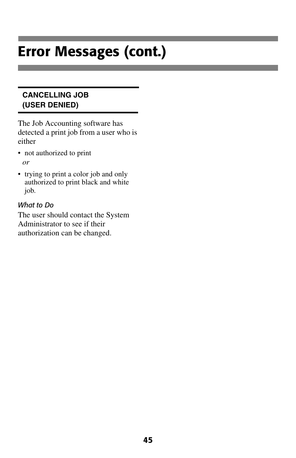 Error messages (cont.) | Oki C 5400 User Manual | Page 46 / 47