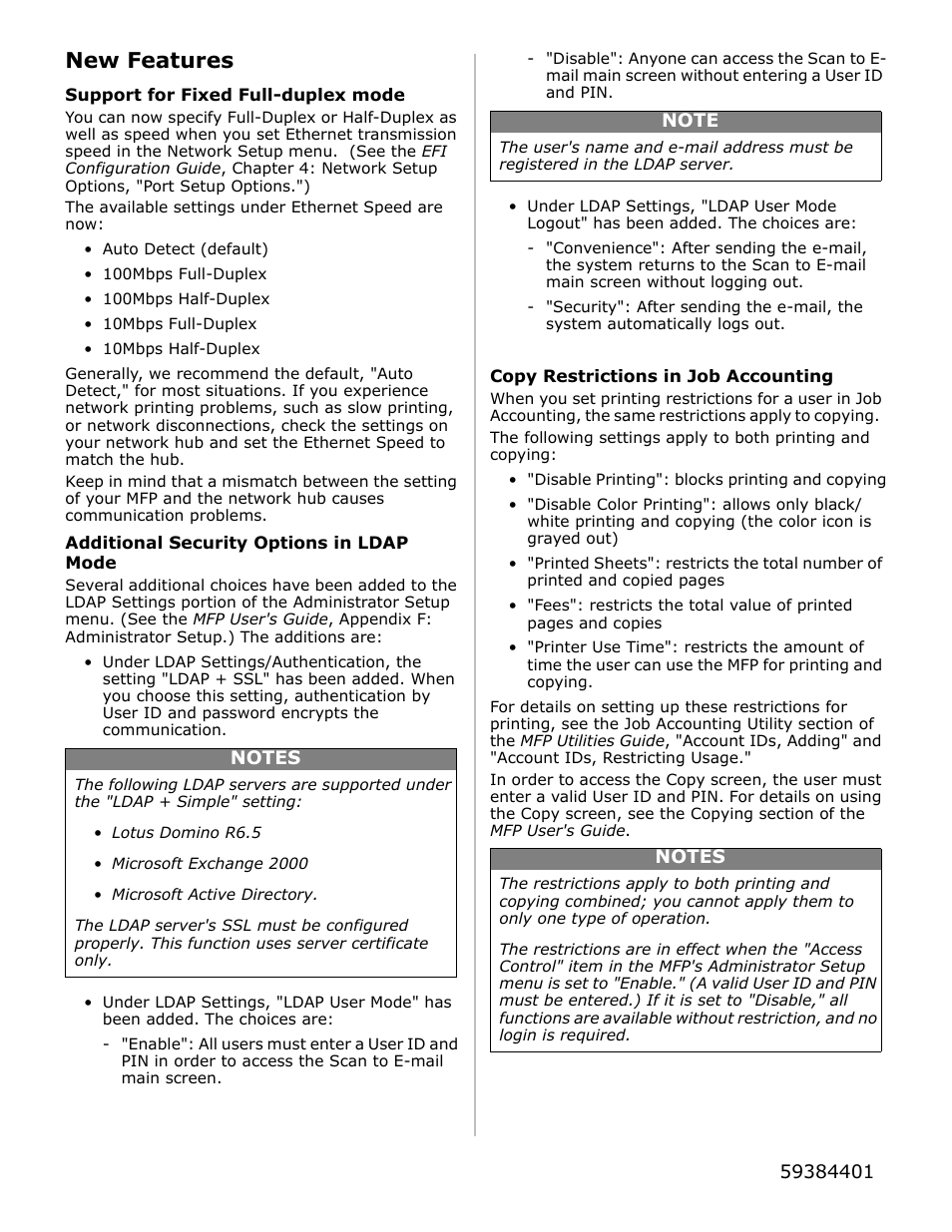 New features | Oki ES3640 MFP User Manual | Page 3 / 4