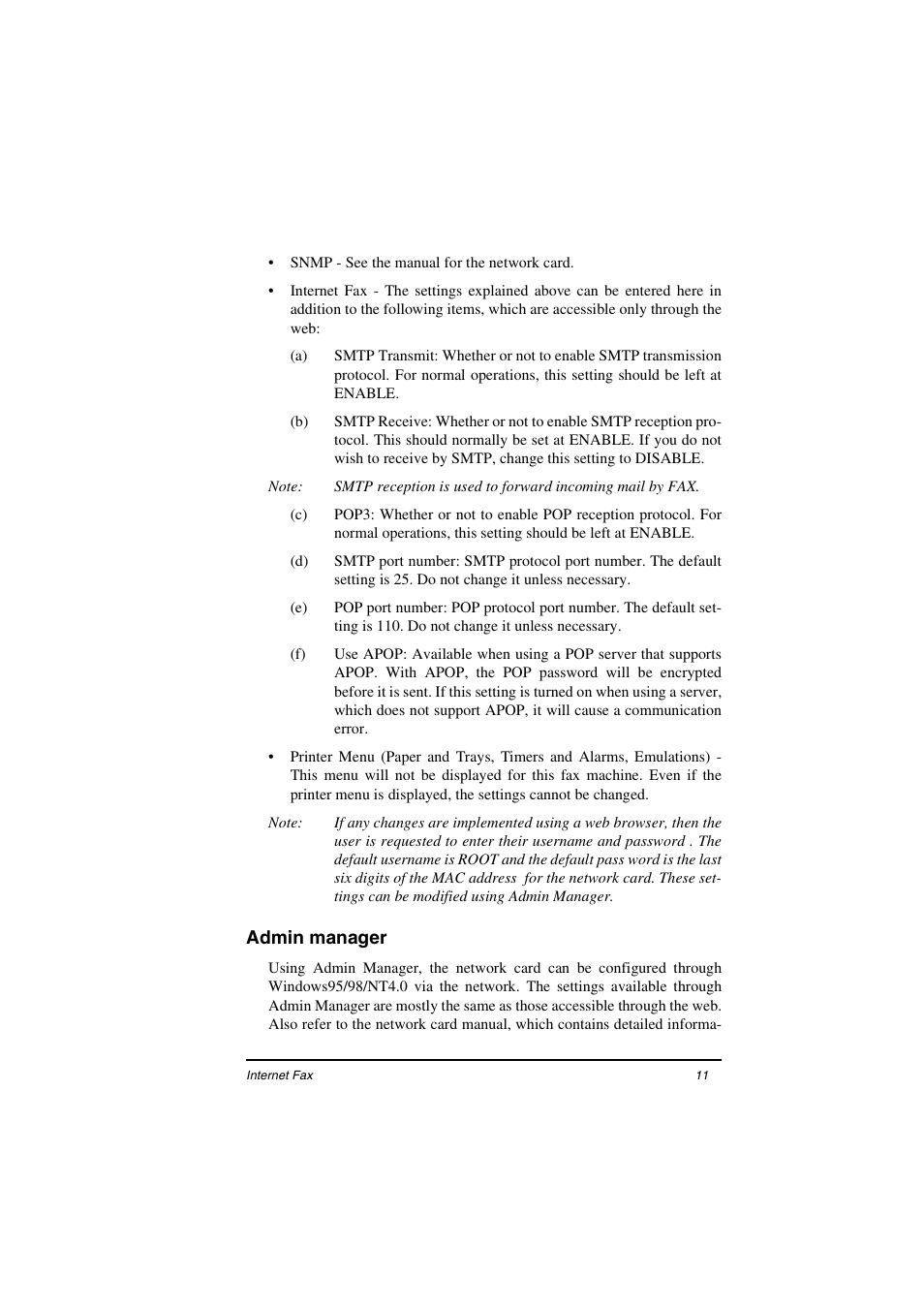 Admin manager | Oki ii User Manual | Page 15 / 46