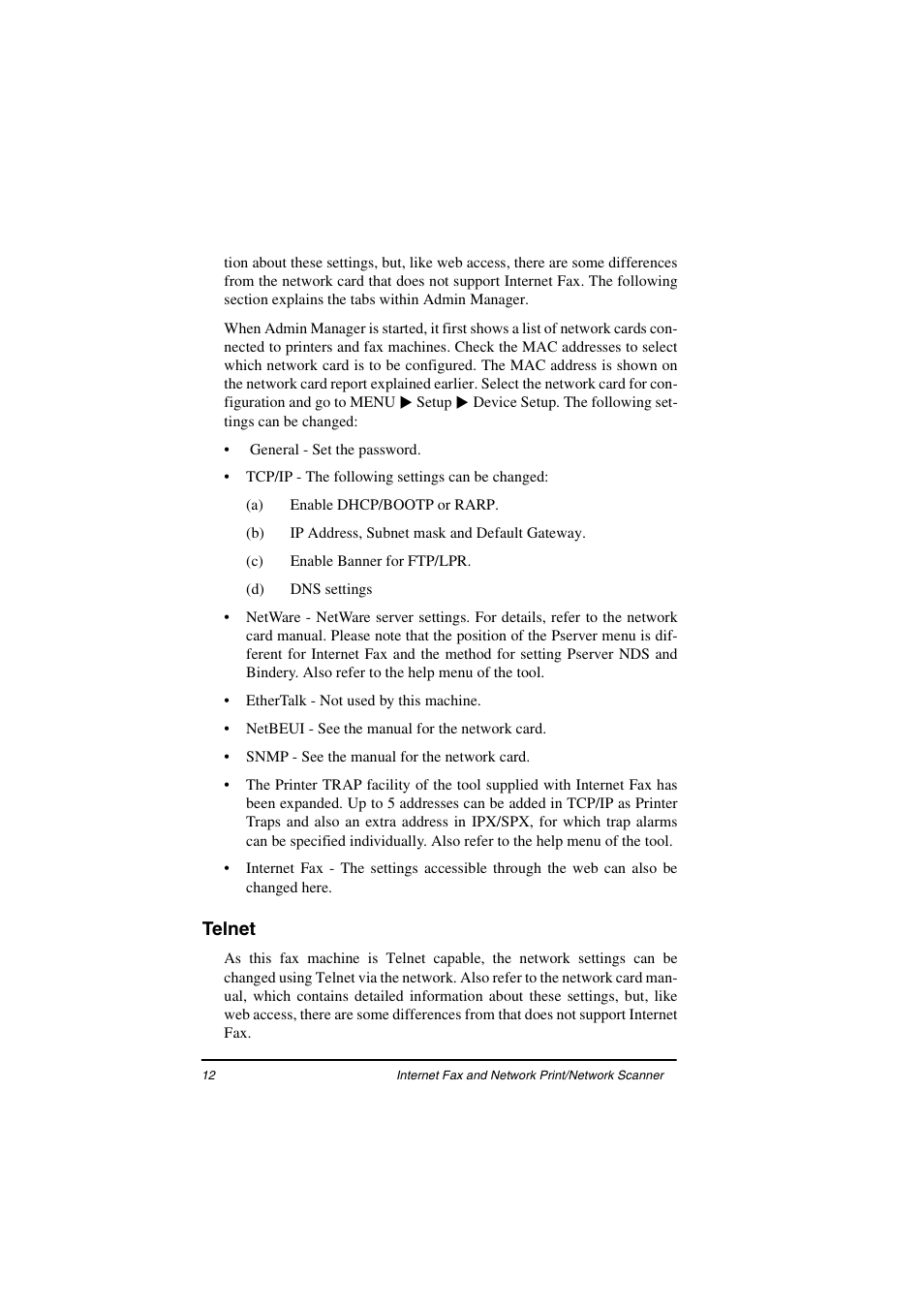 Telnet | Oki ii User Manual | Page 16 / 46