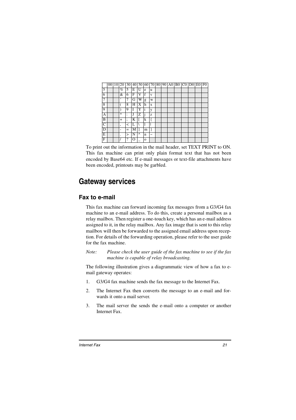 Gateway services, Fax to e-mail | Oki ii User Manual | Page 25 / 46