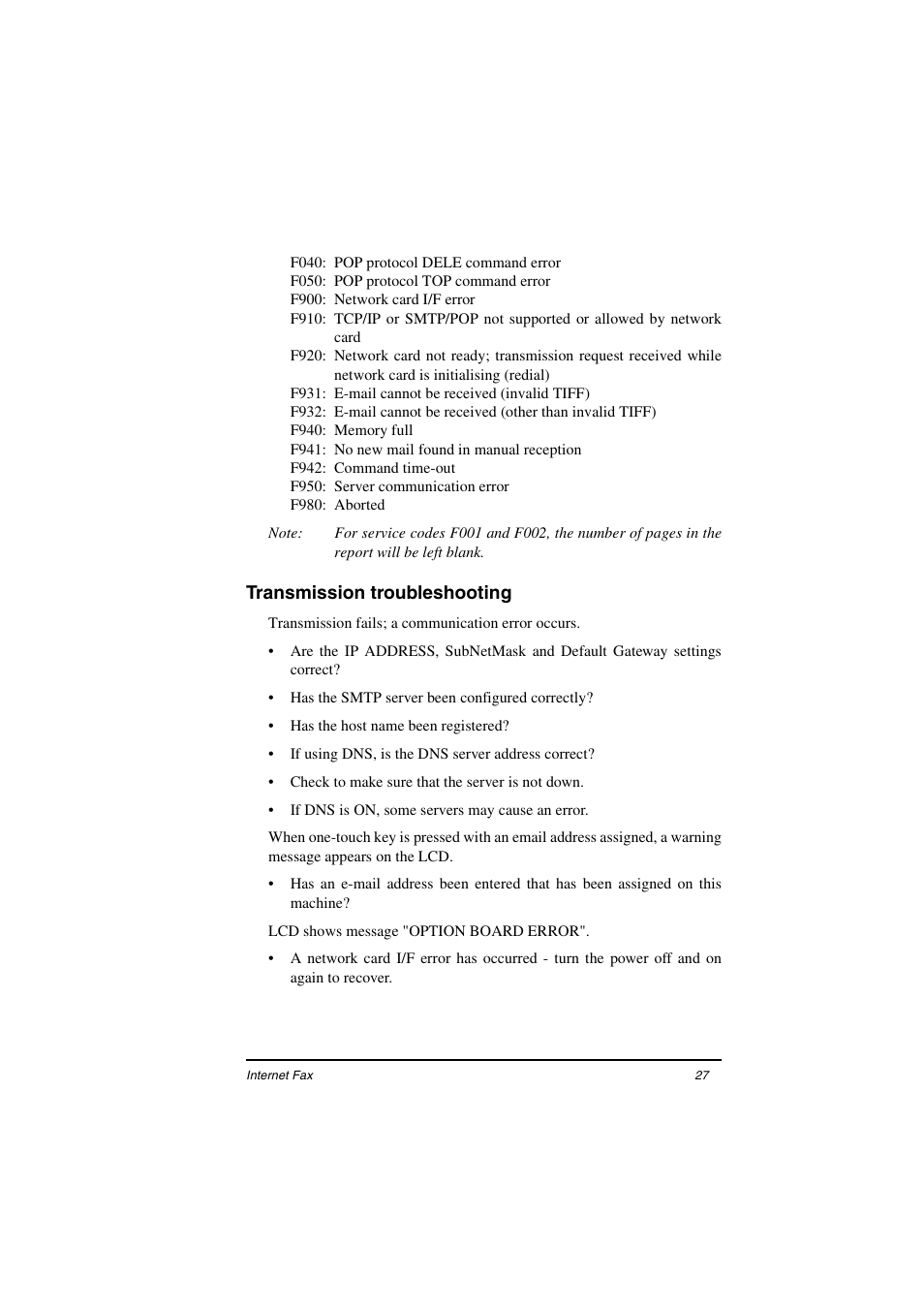 Transmission troubleshooting | Oki ii User Manual | Page 31 / 46