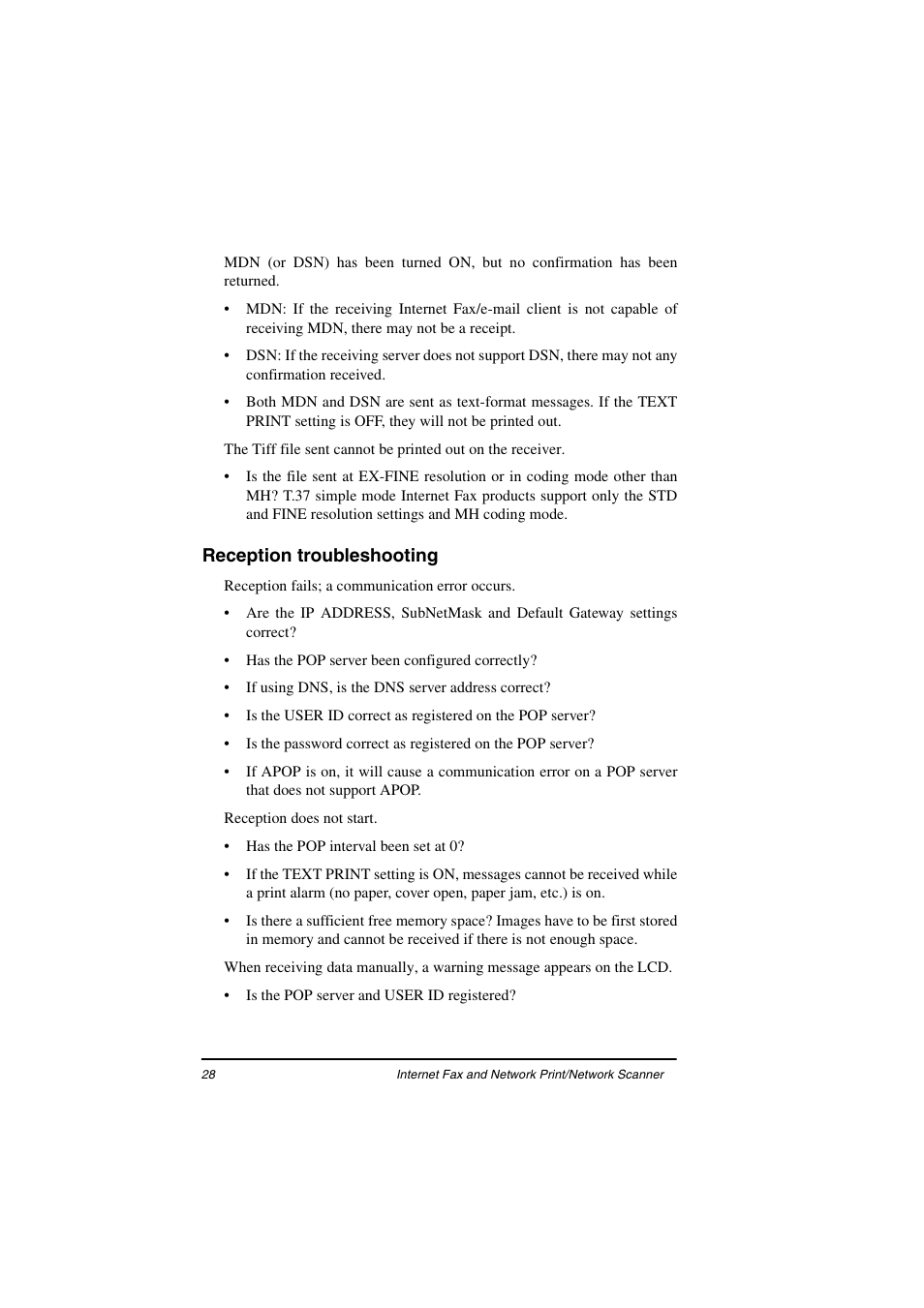 Reception troubleshooting | Oki ii User Manual | Page 32 / 46