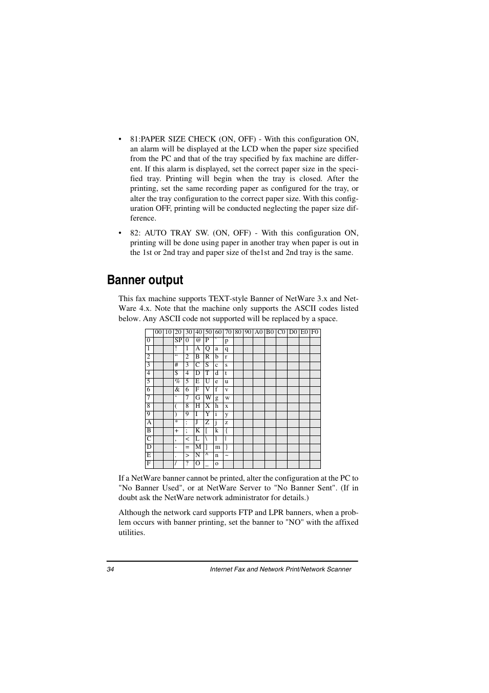 Banner output | Oki ii User Manual | Page 38 / 46