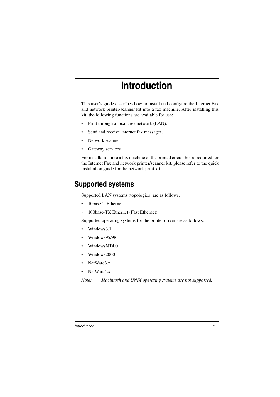 Introduction, Supported systems | Oki ii User Manual | Page 5 / 46