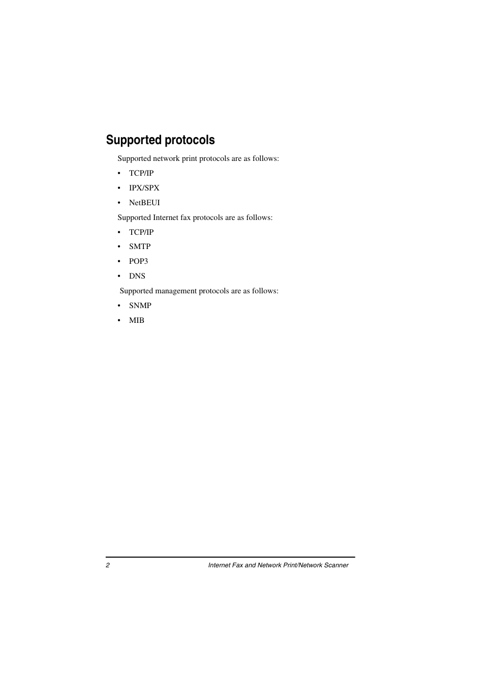 Supported protocols | Oki ii User Manual | Page 6 / 46