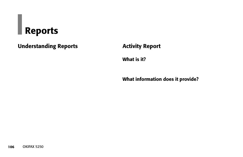 Reports | Oki FAX 5250 User Manual | Page 106 / 176
