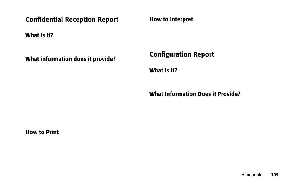 Configuration report, Confidential reception report | Oki FAX 5250 User Manual | Page 109 / 176
