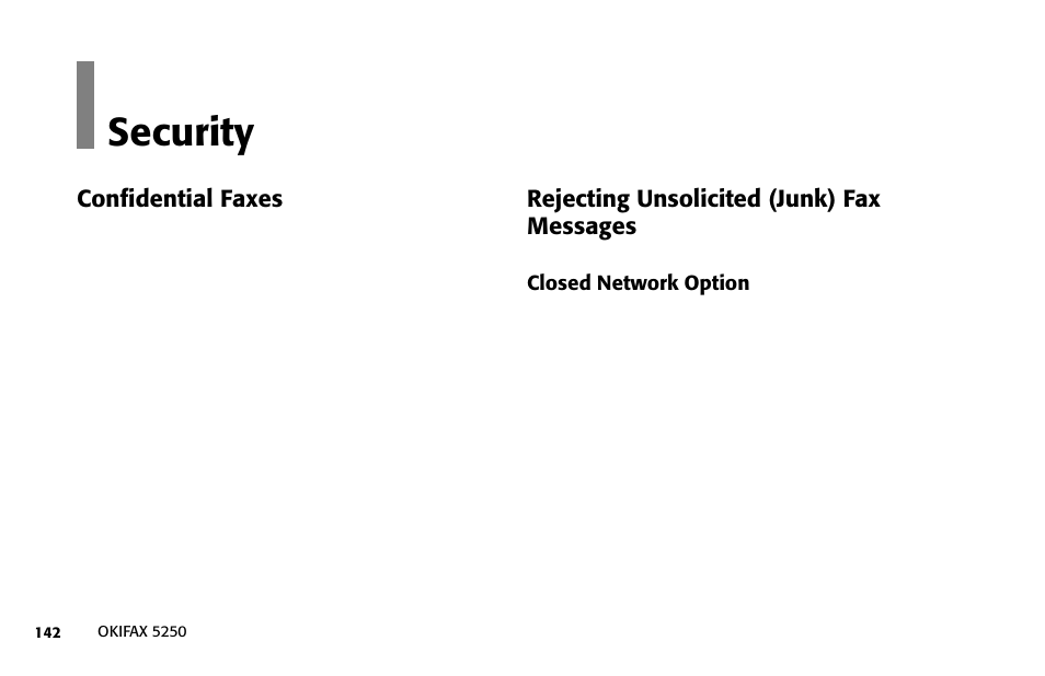 Security | Oki FAX 5250 User Manual | Page 142 / 176