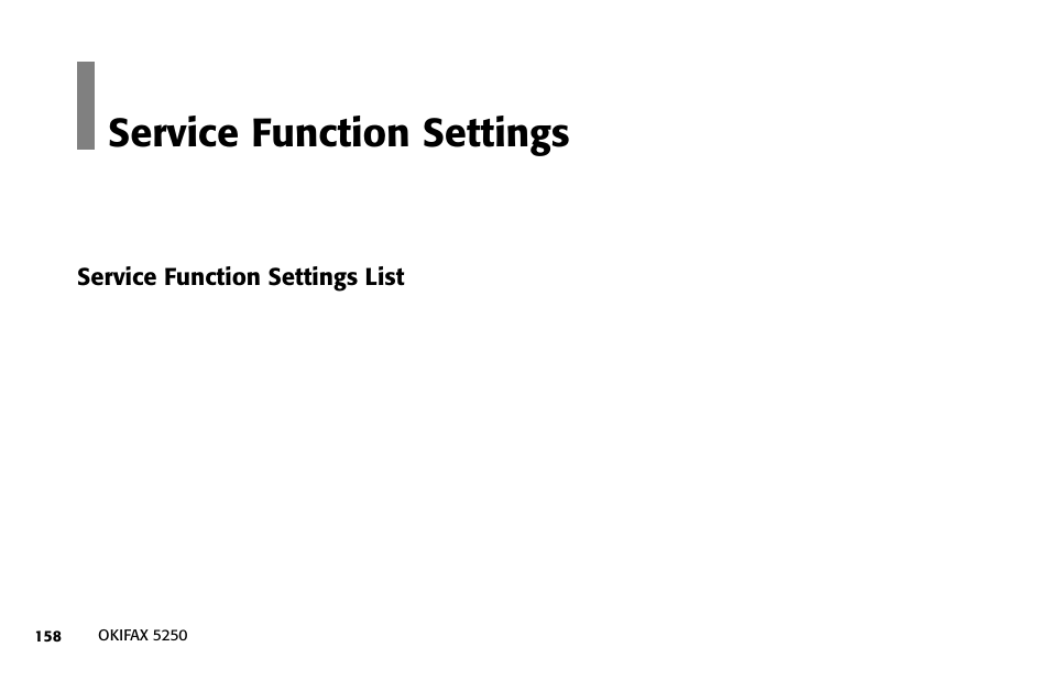 Service function settings | Oki FAX 5250 User Manual | Page 158 / 176