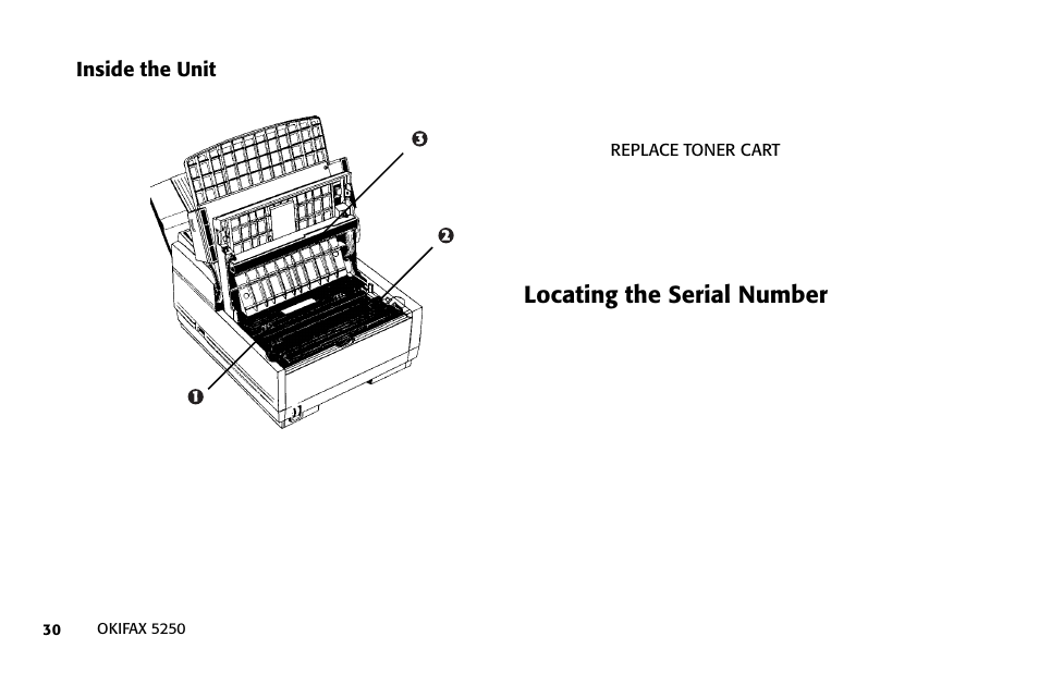 Locating the serial number | Oki FAX 5250 User Manual | Page 30 / 176