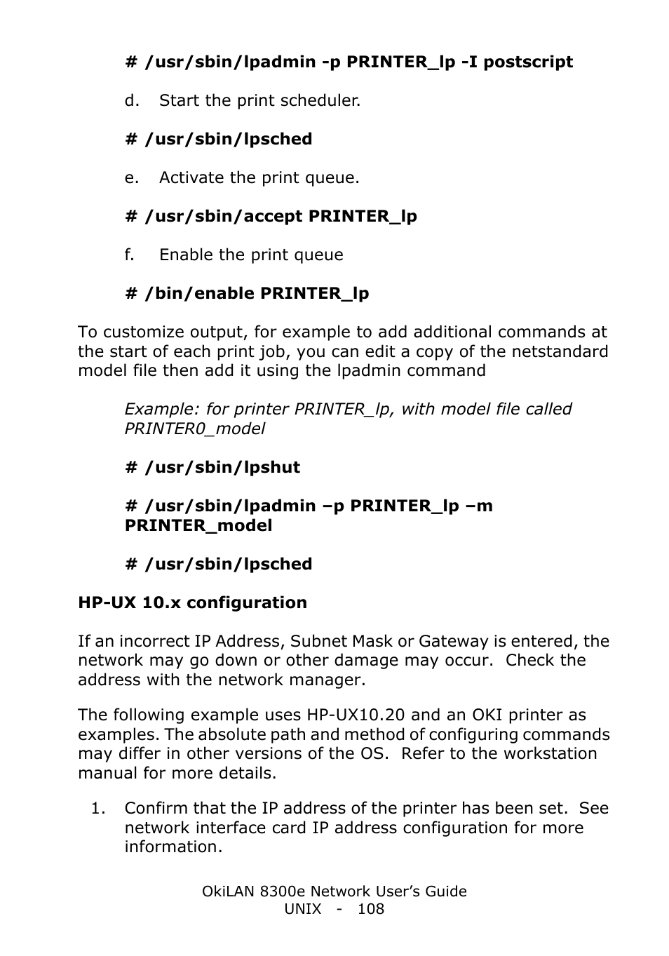 Hp-ux 10.x configuration | Oki C6100dn User Manual | Page 108 / 128