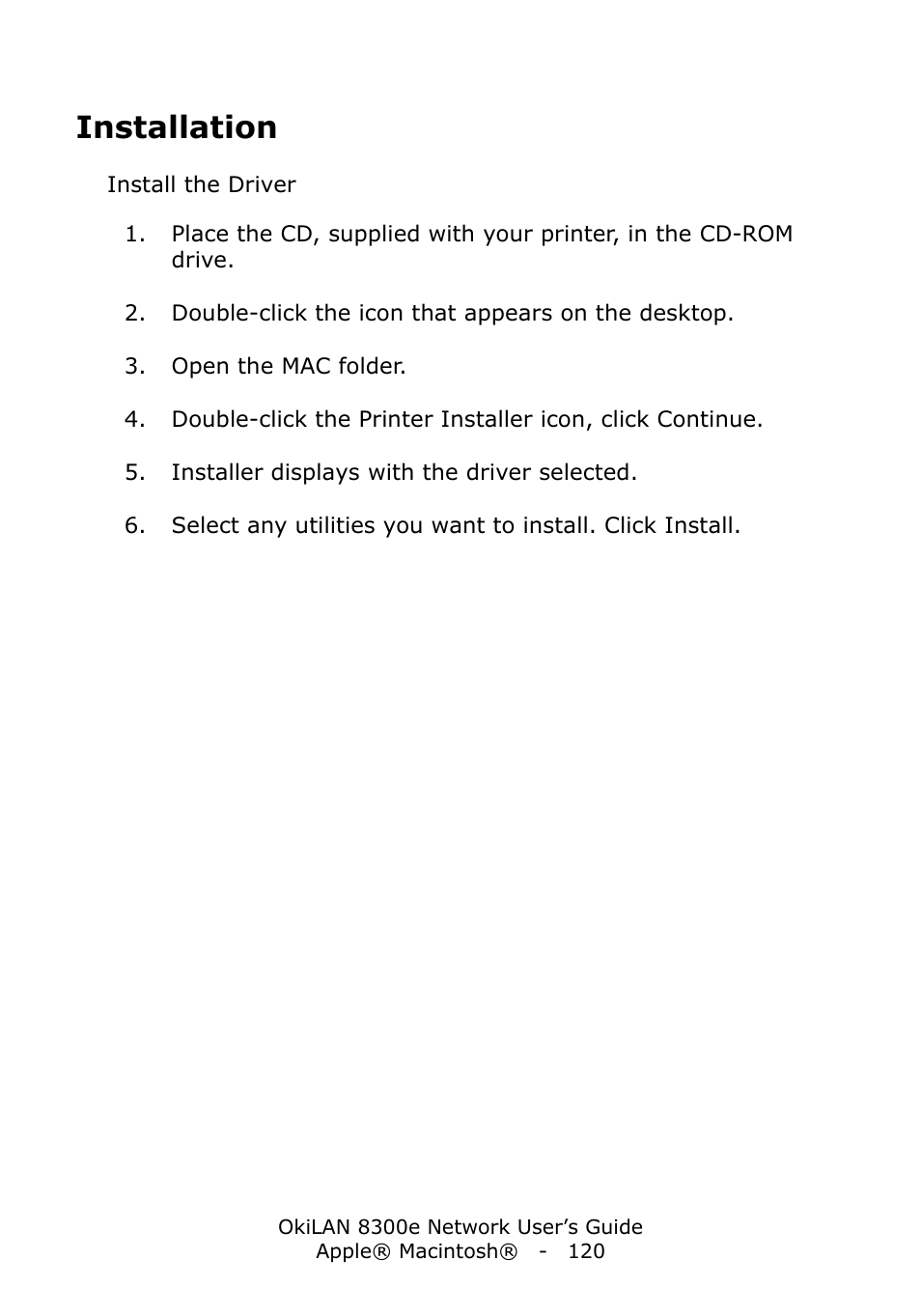 Installation | Oki C6100dn User Manual | Page 120 / 128