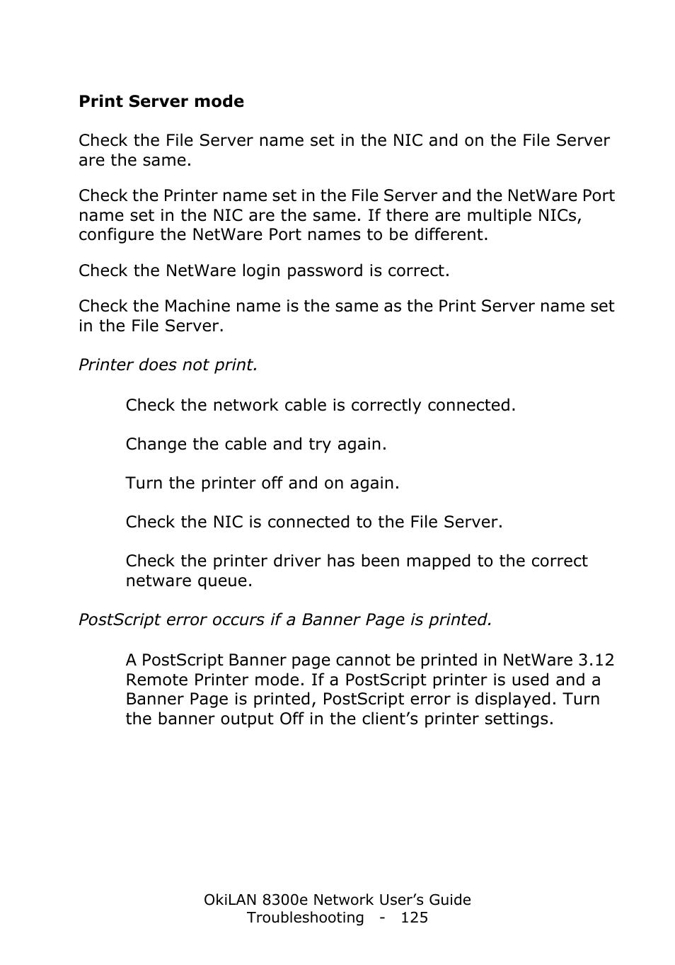 Print server mode | Oki C6100dn User Manual | Page 125 / 128