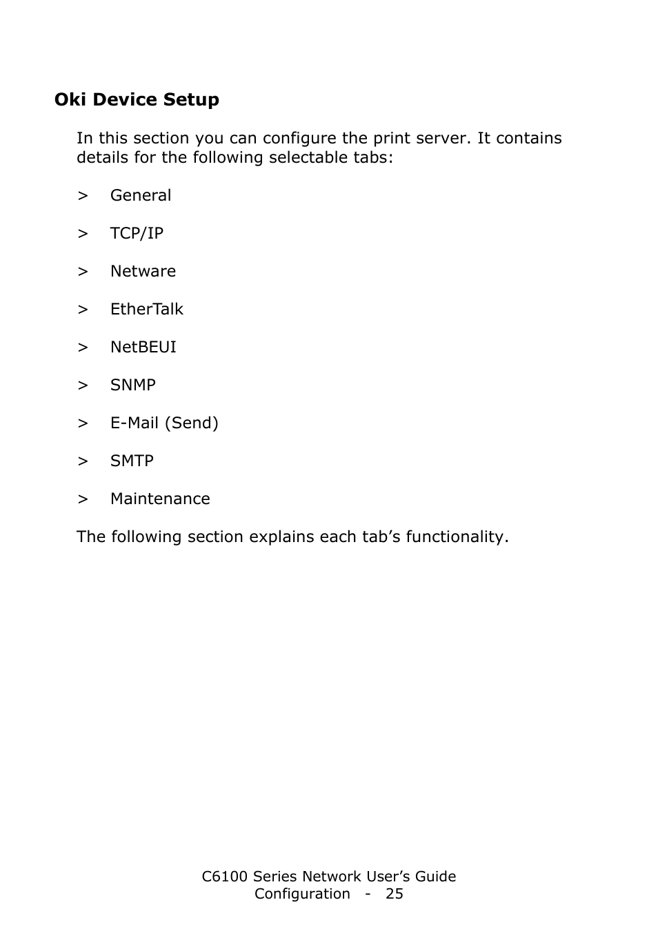 Oki device setup | Oki C6100dn User Manual | Page 25 / 128