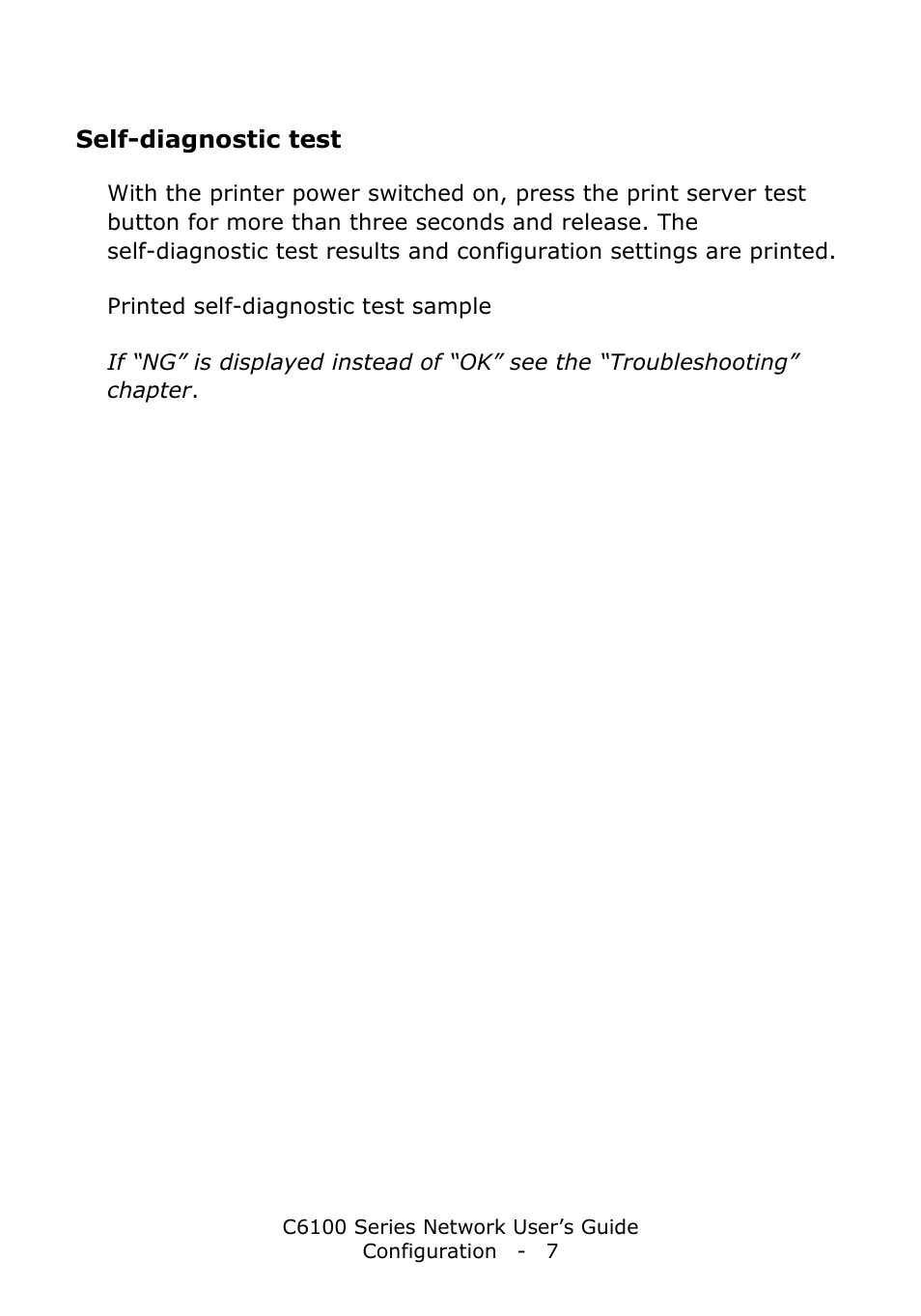 Self-diagnostic test | Oki C6100dn User Manual | Page 7 / 128