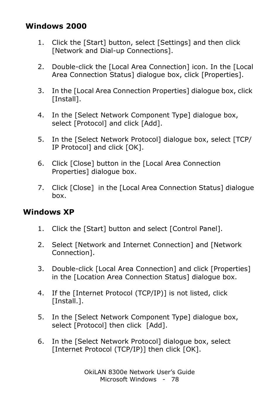 Windows 2000, Windows xp | Oki C6100dn User Manual | Page 78 / 128